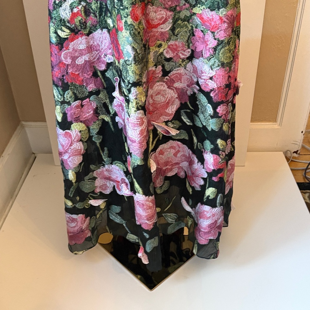 Oscar de la Renta Off-Shoulder Floral Maxi Dress in Black, Pink, Green - Picture 5 of 16